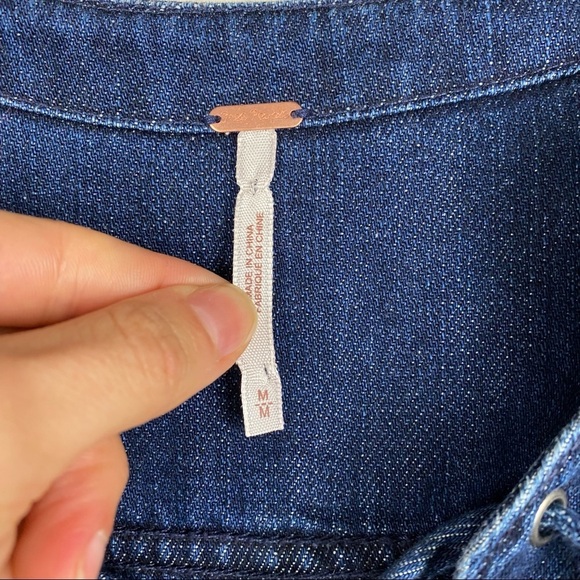 FREE PEOPLE Neapolitan Dreams Denim Mini Dress Tunic size Medium - Picture 9 of 11